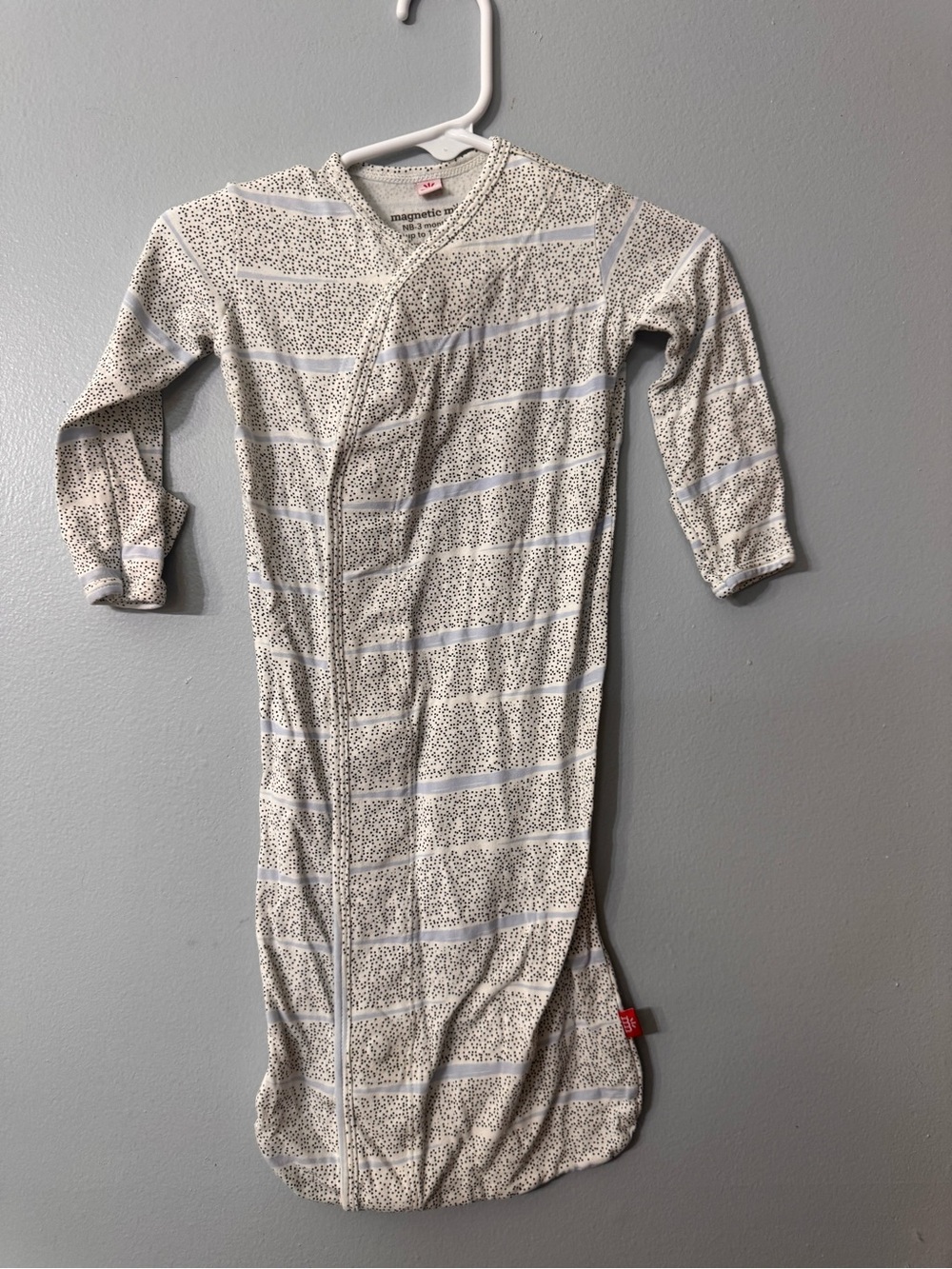 Magnetic Me Cream and Gray Long Sleeve Baby Gown